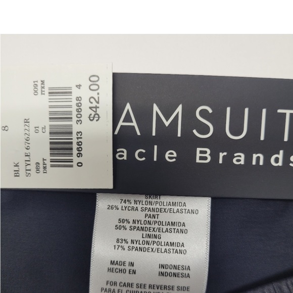 NWT Slimming Control Solid Swim Bikini Skirt Dreamsuit by Miracle Brands. BLK - Picture 5 of 8